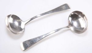 A PAIR OF GEORGE IV SILVER SAUCE LADLES