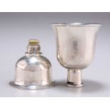 A WILLIAM IV IRISH SILVER TRAVELLING CUP AND FLASK