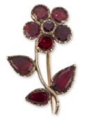 A 19TH CENTURY GARNET FLOWER BROOCH