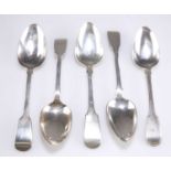 A GROUP OF FIVE EARLY 19TH CENTURY SILVER TABLE SPOONS