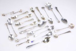 A MIXED LOT OF GEORGIAN AND LATER SILVER SPOONS
