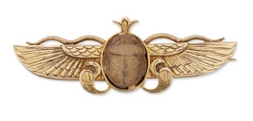 A 19TH CENTURY EGYPTIAN REVIVAL SCARAB BROOCH