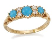 A VICTORIAN TURQUOISE AND DIAMOND RING