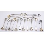 A MIXED LOT OF 19TH CENTURY SILVER CONDIMENT SPOONS