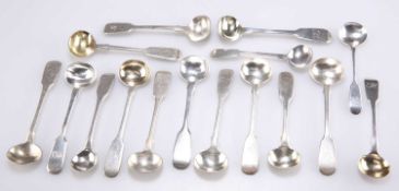 A MIXED LOT OF 19TH CENTURY SILVER CONDIMENT SPOONS