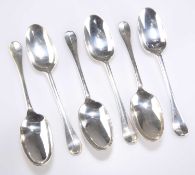A SET OF SIX GEORGE II SILVER RAT-TAIL TABLE SPOONS