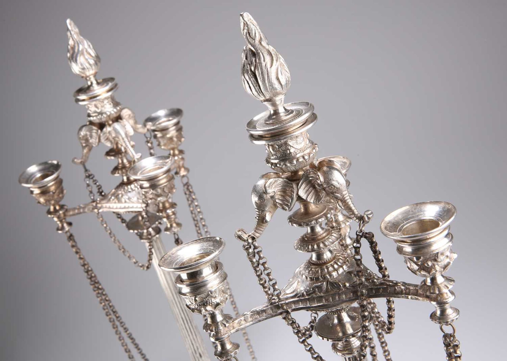 A PAIR OF 19TH CENTURY SILVER-PLATED CANDELABRA - Image 3 of 4