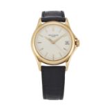 A GENT'S 18 CARAT GOLD PATEK PHILIPPE CALATRAVA STRAP WATCH