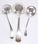 THREE SILVER SIFTER SPOONS