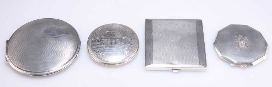 THREE GEORGE VI SILVER COMPACTS, AND ANOTHER