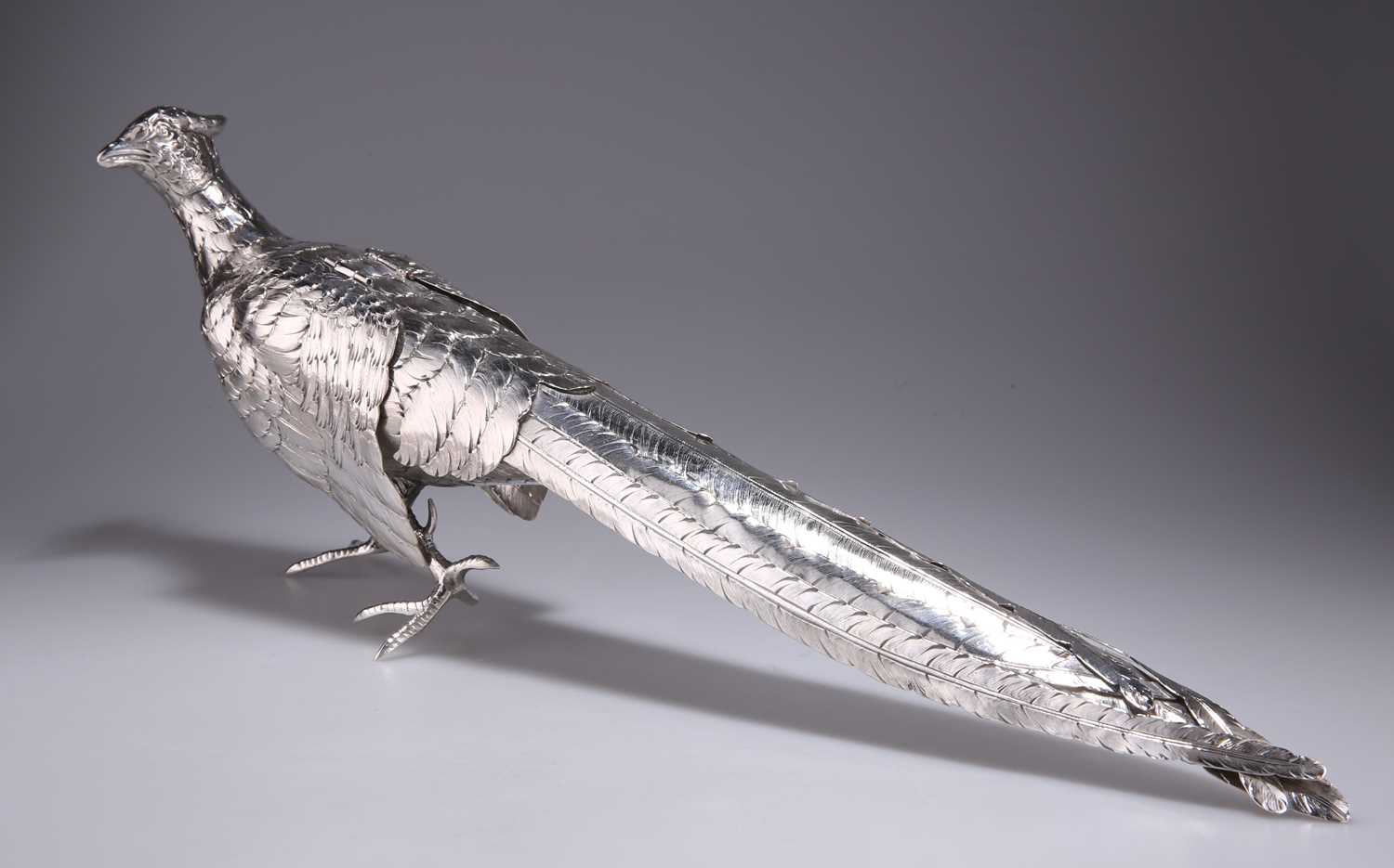 A LARGE GERMAN SILVER PHEASANT TABLE ORNAMENT - Image 3 of 3