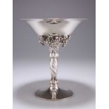 GEORG JENSEN: A DANISH STERLING SILVER 'GRAPE' PATTERN TAZZA, CIRCA 1925-30