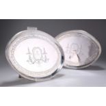 A PAIR OF GEORGE III SILVER SALVERS