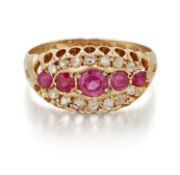 AN EARLY 20TH CENTURY RUBY AND DIAMOND RING