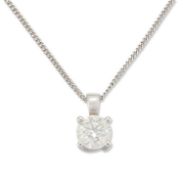 A SOLITAIRE DIAMOND PENDANT ON AN 18 CARAT WHITE GOLD CHAIN
