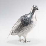 AN EARLY 20TH CENTURY GERMAN SILVER TABLE MODEL OF A GROUSE
