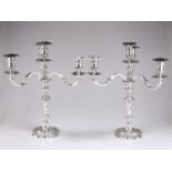 A FINE PAIR OF GEORGE IV SILVER FOUR-LIGHT CANDELABRA