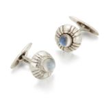 A PAIR OF GEORG JENSEN MOONSTONE CUFFLINKS