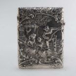 AN EDWARDIAN SILVER CARD CASE