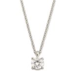 TIFFANY & CO - A SOLITAIRE DIAMOND PENDANT ON CHAIN