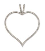 THEO FENNELL - AN 18 CARAT WHITE GOLD DIAMOND HEART PENDANT