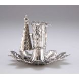 AN EARLY VICTORIAN SILVER LEAF-FORM CHAMBERSTICK