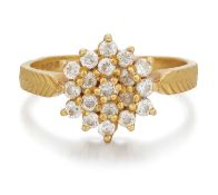 A 22 CARAT GOLD CUBIC ZIRCONIA CLUSTER RING