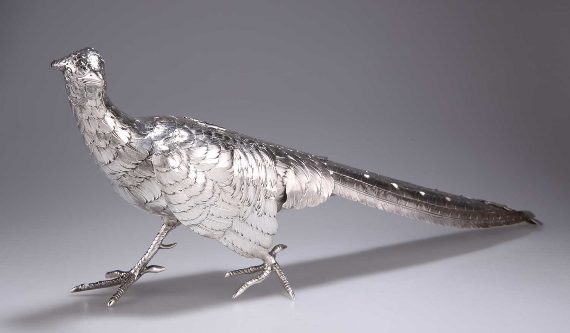 A LARGE GERMAN SILVER PHEASANT TABLE ORNAMENT - Image 2 of 3