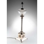 A VICTORIAN SILVER-PLATED TABLE LAMP