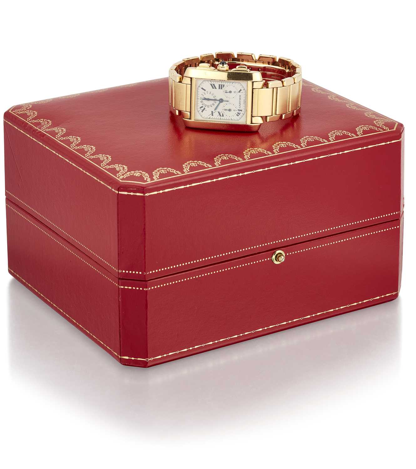 AN 18 CARAT GOLD CARTIER TANK FRANCAISE CHRONOFLEX CHRONOGRAPH BRACELET WATCH - Image 3 of 6