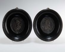 TWO EARLY 18TH CENTURY SILVER PORTRAIT PLAQUES