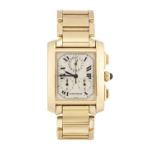 AN 18 CARAT GOLD CARTIER TANK FRANCAISE CHRONOFLEX CHRONOGRAPH BRACELET WATCH