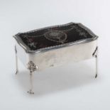 AN EDWARDIAN SILVER AND TORTOISESHELL JEWELLERY BOX