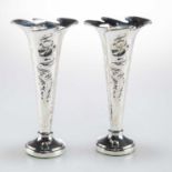 A PAIR OF ART NOUVEAU SILVER VASES