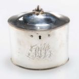 A GEORGE III SILVER TEA CADDY