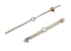 TWO EARLY 20TH CENTURY OLD-CUT DIAMOND BAR BROOCHES