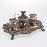 A GEORGE III SILVER INKSTAND