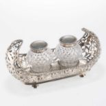 A GEORGE V SILVER INK STAND