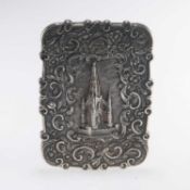 AN EARLY VICTORIAN SILVER CASTLE-TOP CARD CASE