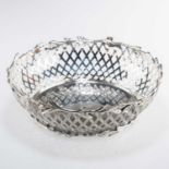 A GEORGE V SILVER BASKETWEAVE TABLE DISH