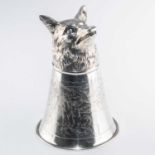 A GERMAN SILVER FOX HEAD STIRRUP CUP