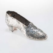 A LARGE GERMAN SILVER MODEL OF A SHOE