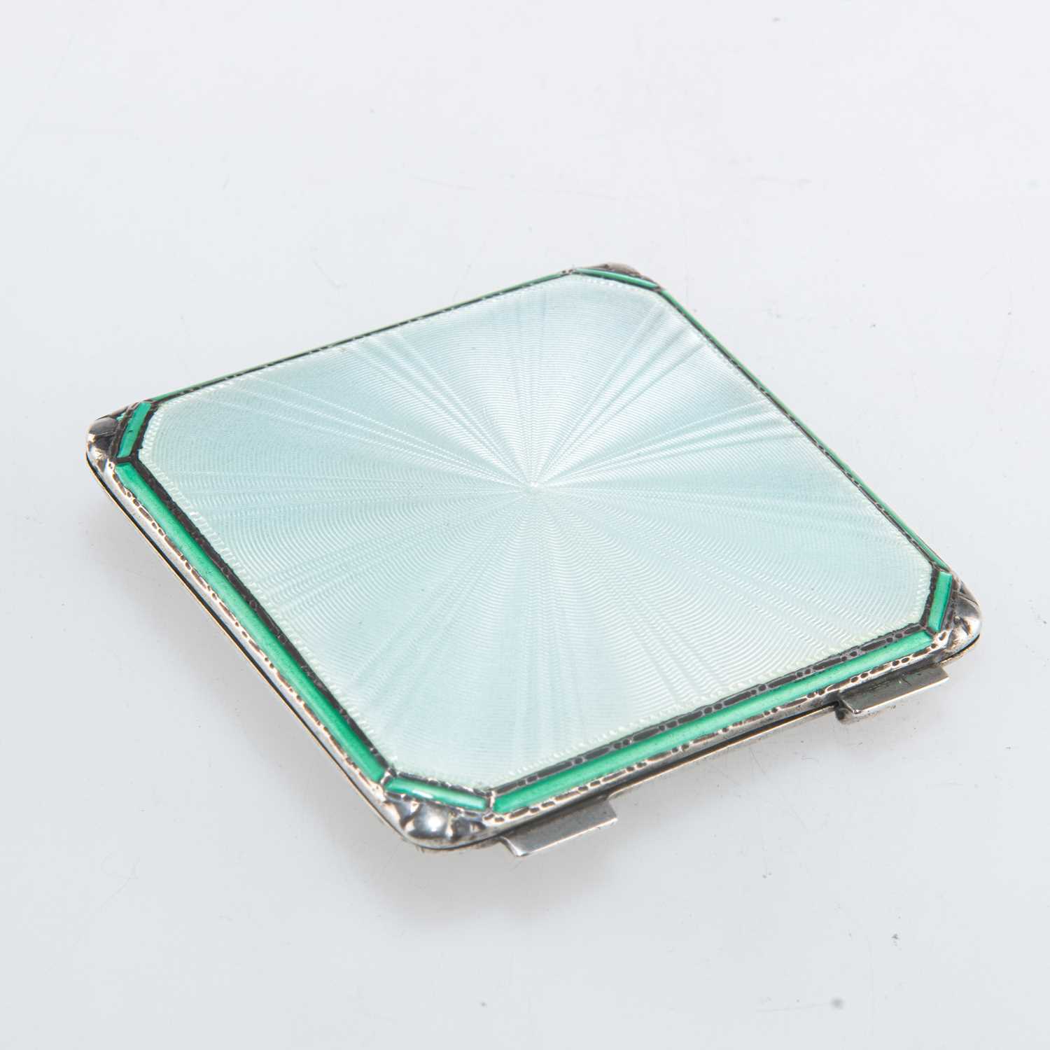 A GEORGE VI SILVER AND ENAMEL COMPACT