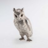 AN ELIZABETH II CAST SILVER MODEL OF AN OWL