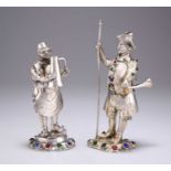 TWO GERMAN SILVER, MOTHER-OF-PEARL AND 'JEWELLED' FIGURES