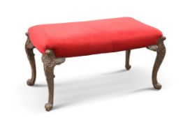 A GEORGIAN-STYLE MAHOGANY AND UPHOLSTERED STOOL