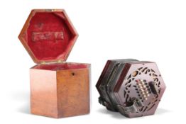 A ROSEWOOD 48-BUTTON CONCERTINA, PROBABLY BY LACHENAL & CO