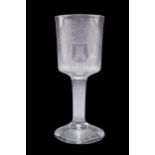 AN ARMORIAL WINE GLASS, CIRCA 1750