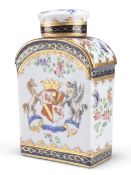 A SAMSON ARMORIAL TEA CANISTER, LATE 19TH CENTURY