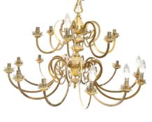 A DUTCH LARGE BRASS CHANDELIER